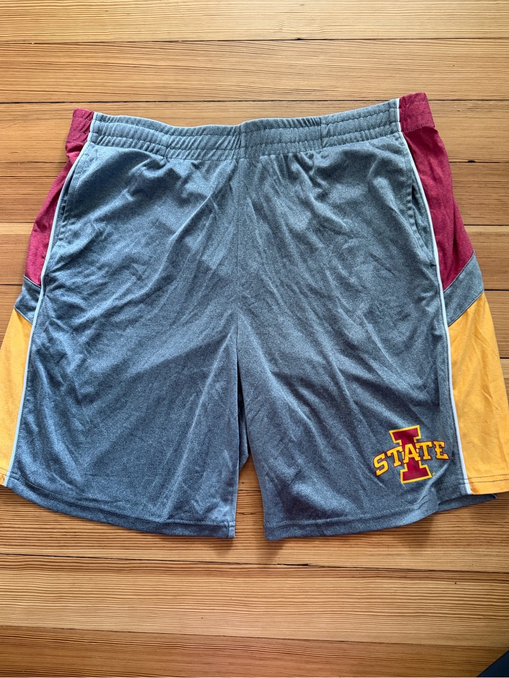 Colosseum Men's Athletic Shorts - Gray with Maroon & Gold Panels